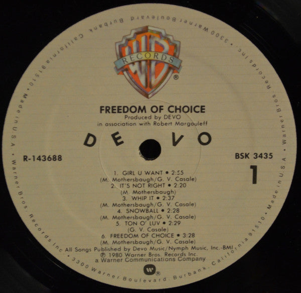 Devo : Freedom Of Choice (LP,Album,Club Edition)