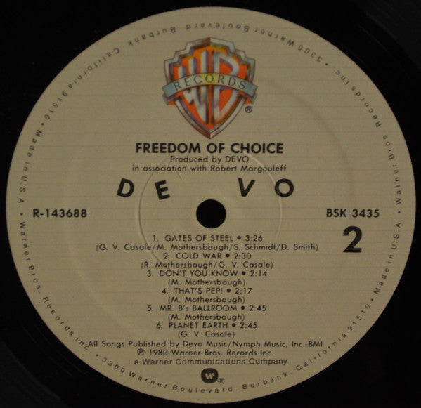 Devo : Freedom Of Choice (LP,Album,Club Edition)