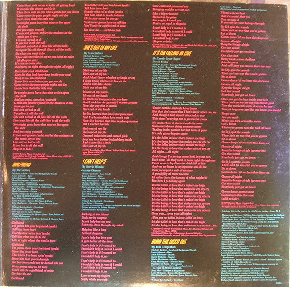 Michael Jackson : Off The Wall (LP,Album,Stereo)