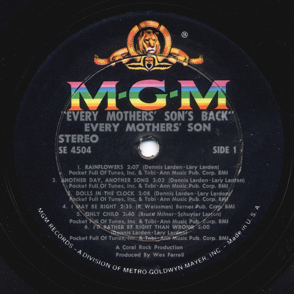 Every Mothers' Son : Every Mothers' Son's Back (LP,Album,Stereo)