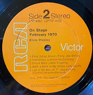 Elvis Presley : On Stage - February, 1970 (LP,Album)