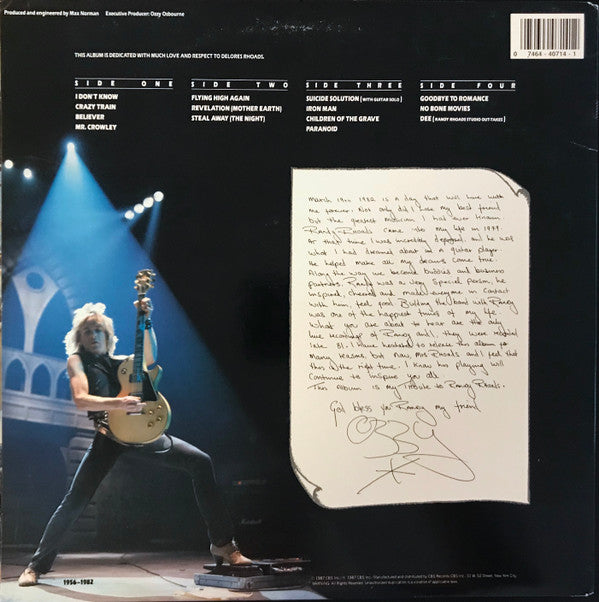Ozzy Osbourne, Randy Rhoads : Tribute (LP,Album,Stereo)