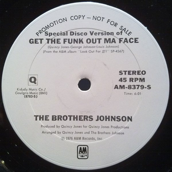 Brothers Johnson : Get The Funk Out Ma Face (12",45 RPM,Promo)