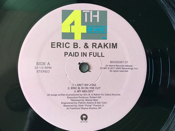 Eric B. & Rakim : Paid In Full (LP,Album,Reissue)