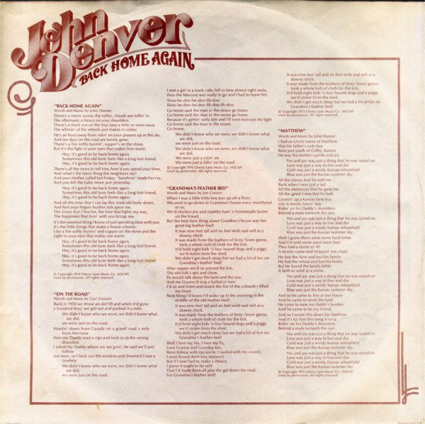 John Denver : Back Home Again (LP,Album)