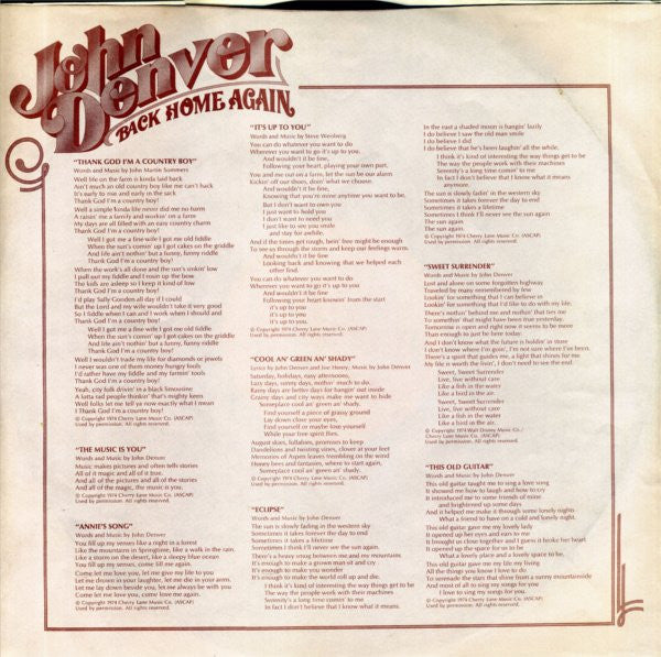 John Denver : Back Home Again (LP,Album)