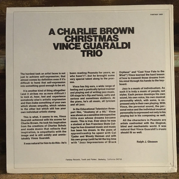 Vince Guaraldi : A Charlie Brown Christmas (LP,Album,Reissue,Stereo)