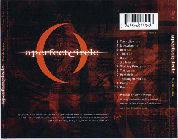 A Perfect Circle : Mer De Noms (Album)