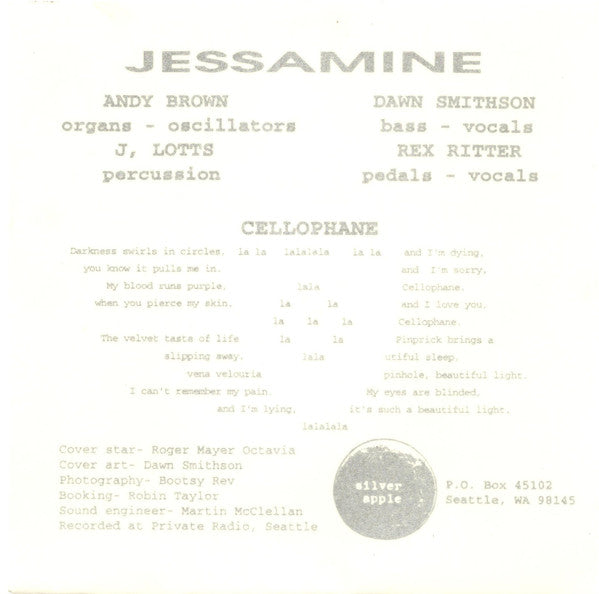 Jessamine : Cellophane / (I'm Not Afraid Of) Electricity (7",33 ⅓ RPM)