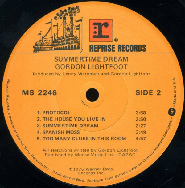 Gordon Lightfoot : Summertime Dream (LP,Album,Stereo)