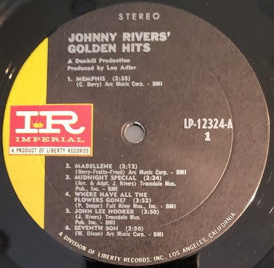 Johnny Rivers : Johnny Rivers' Golden Hits (LP,Album,Compilation,Repress,Stereo)
