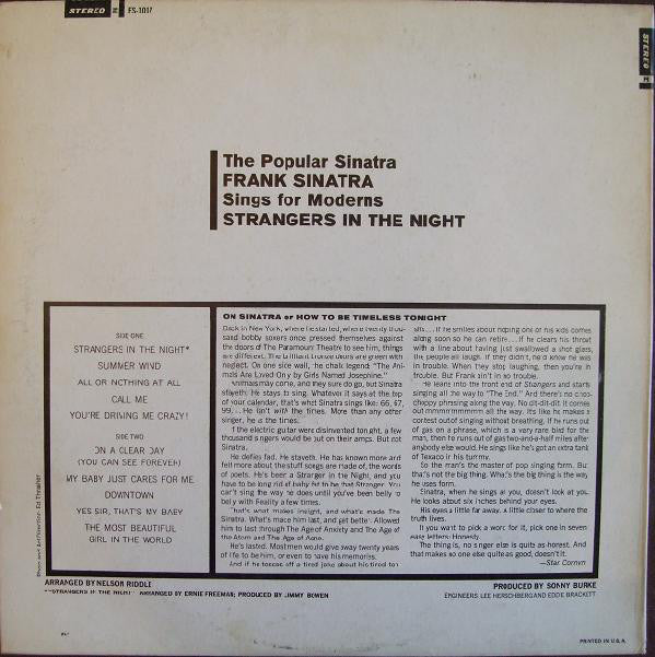 Frank Sinatra : Strangers In The Night (LP,Album,Stereo)