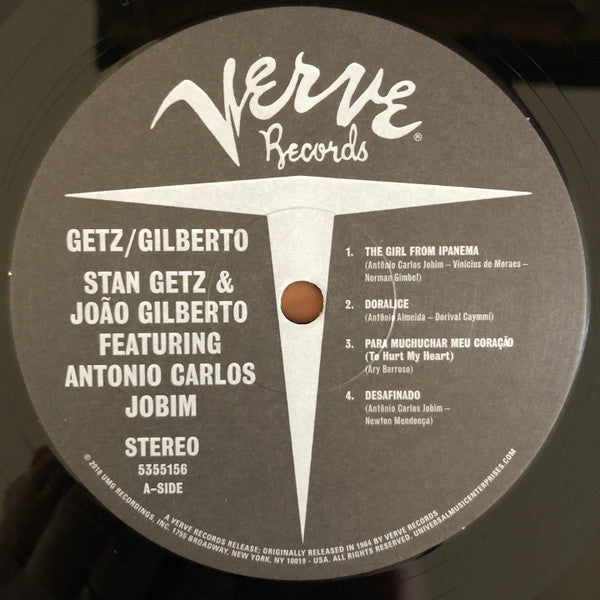 Stan Getz / João Gilberto Featuring Antonio Carlos Jobim : Getz / Gilberto (LP,Album,Reissue,Stereo)