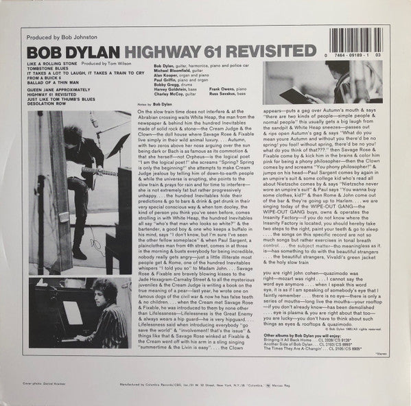 Bob Dylan : Highway 61 Revisited (LP,Album,Reissue)