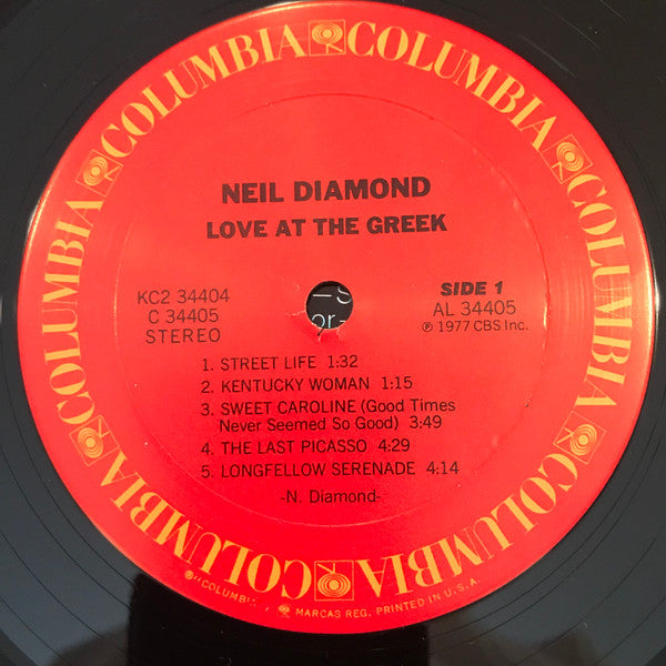 Neil Diamond : Love At The Greek: Recorded Live At The Greek Theatre (LP,Album,Compilation,Stereo)