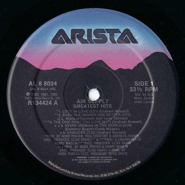 Air Supply : Greatest Hits (LP,Compilation,Club Edition)