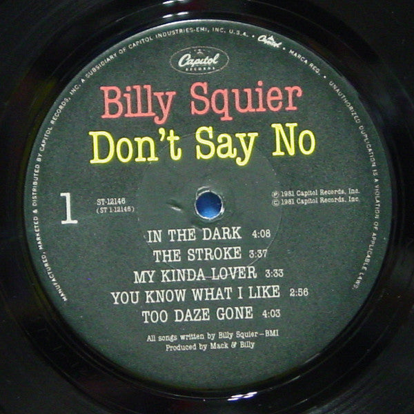 Billy Squier : Don't Say No (LP,Album)