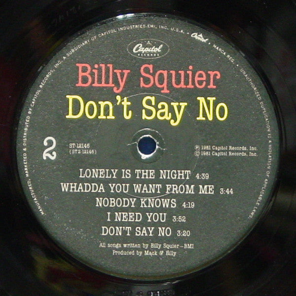 Billy Squier : Don't Say No (LP,Album)