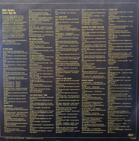 Billy Squier : Don't Say No (LP,Album)