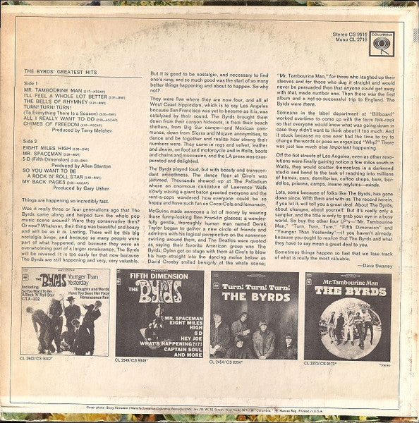 Byrds, The : The Byrds' Greatest Hits (LP,Compilation,Stereo)