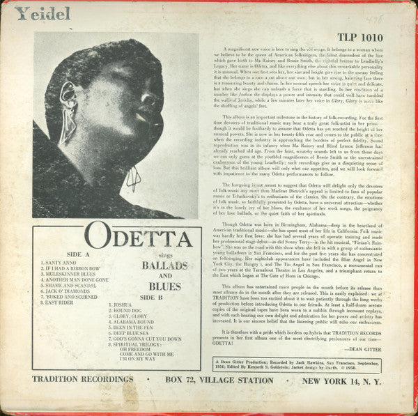 Odetta : Sings Ballads And Blues (LP,Album,Reissue)