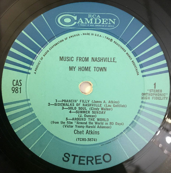 Chet Atkins : Music From Nashville My Home Town (LP,Stereo)