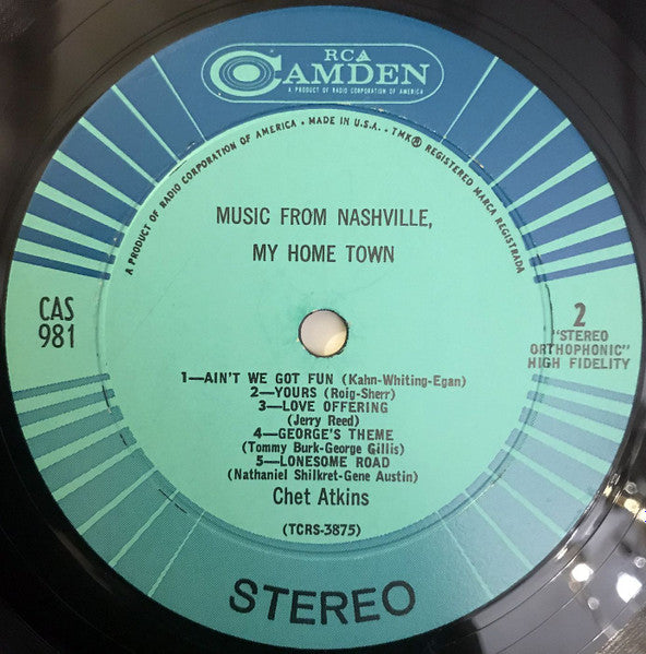 Chet Atkins : Music From Nashville My Home Town (LP,Stereo)
