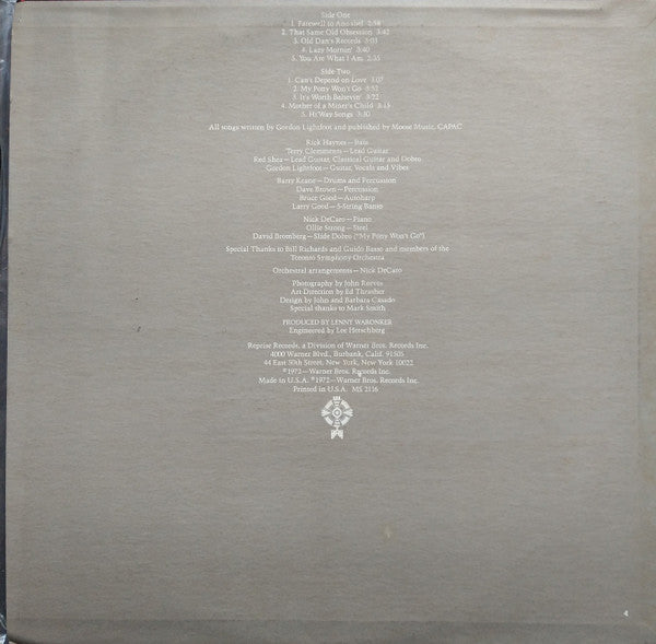 Gordon Lightfoot : Old Dan's Records (LP,Album,Stereo)