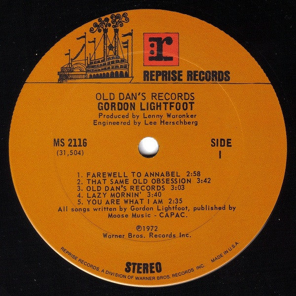 Gordon Lightfoot : Old Dan's Records (LP,Album,Stereo)