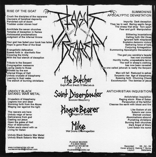 Plague Bearer : Rise Of The Goat (7",33 ⅓ RPM,EP,Limited Edition)