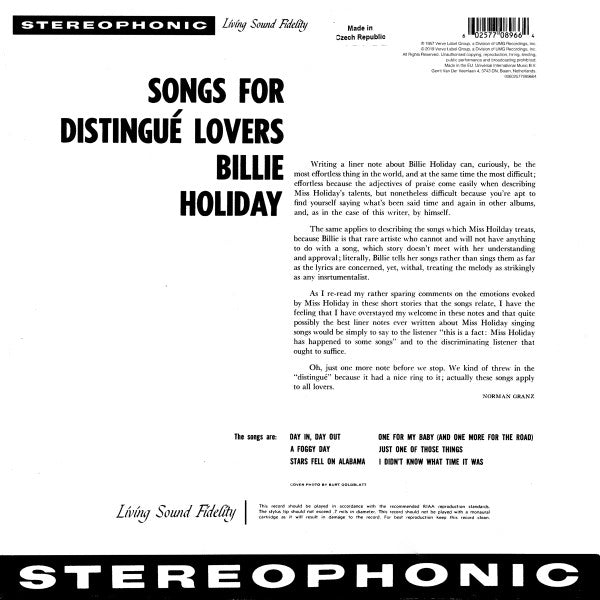 Billie Holiday : Songs For Distingué Lovers (LP,Reissue,Stereo)