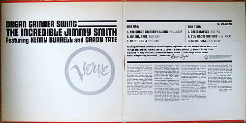 Jimmy Smith Featuring Kenny Burrell And Grady Tate : Organ Grinder Swing (LP,Album,Mono)