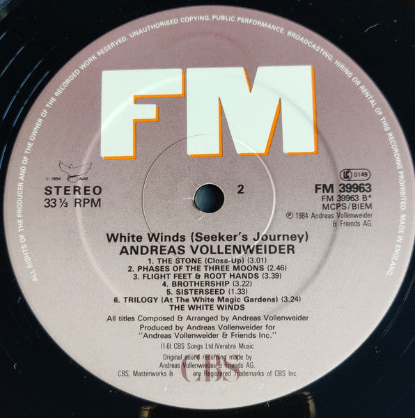 Andreas Vollenweider : White Winds (LP,Album,Stereo)