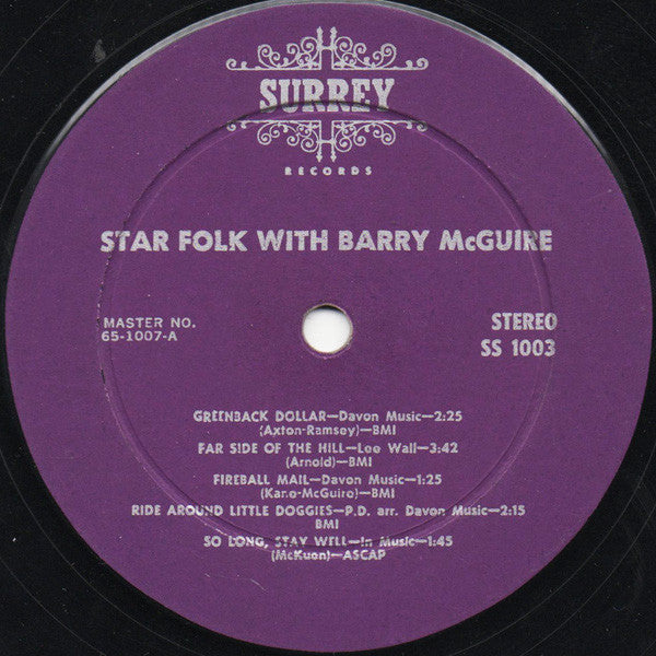 Barry McGuire : Star Folk With Barry McGuire And Featuring Members Of The New Christy Minstrels (LP,Compilation,Stereo)