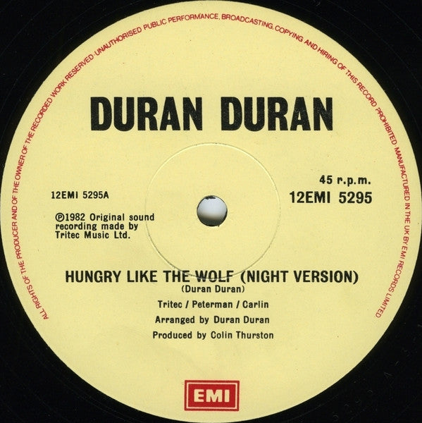 Duran Duran : Hungry Like The Wolf (Night Version) (12",45 RPM,Single)