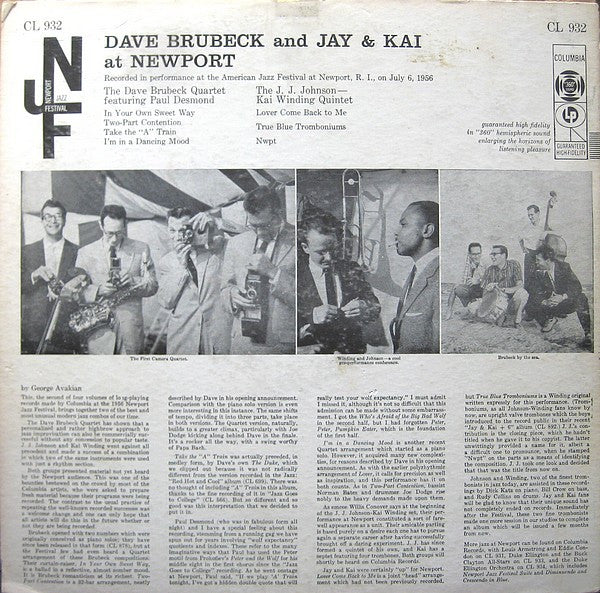 Dave Brubeck And J.J. Johnson & Kai Winding : At Newport (LP,Mono)