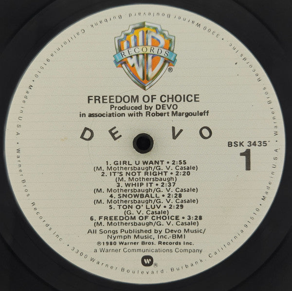 Devo : Freedom Of Choice (LP,Album)