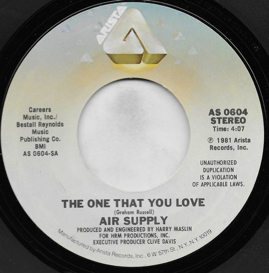 Air Supply : The One That You Love (7",45 RPM,Single,Styrene)