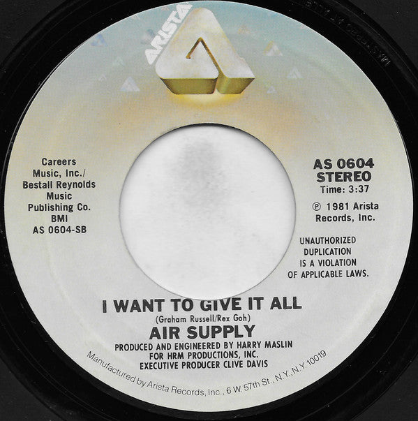 Air Supply : The One That You Love (7",45 RPM,Single,Styrene)