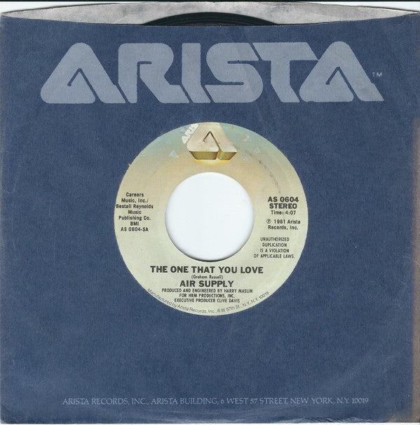 Air Supply : The One That You Love (7",45 RPM,Single,Styrene)