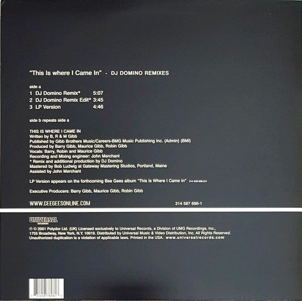 Bee Gees : This Is Where I Came In (DJ Domino Remixes) (12",Single)