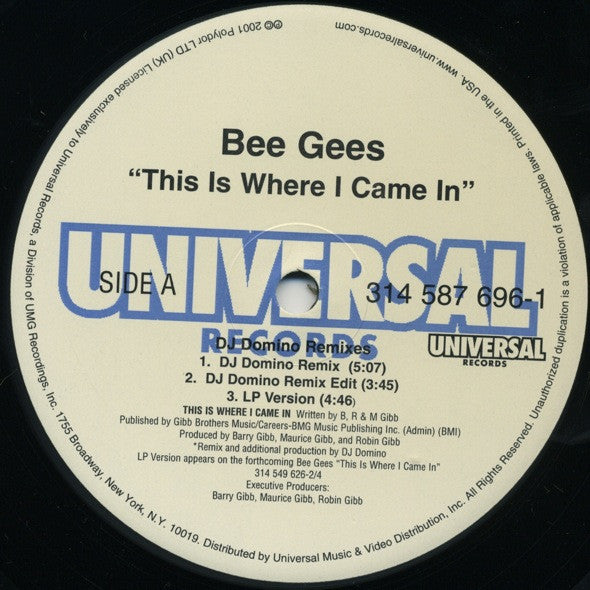 Bee Gees : This Is Where I Came In (DJ Domino Remixes) (12",Single)