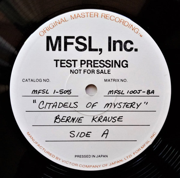 Bernie Krause : Citadels Of Mystery (LP,Reissue,Test Pressing,Stereo)