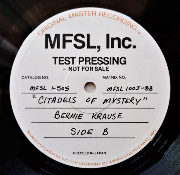 Bernie Krause : Citadels Of Mystery (LP,Reissue,Test Pressing,Stereo)