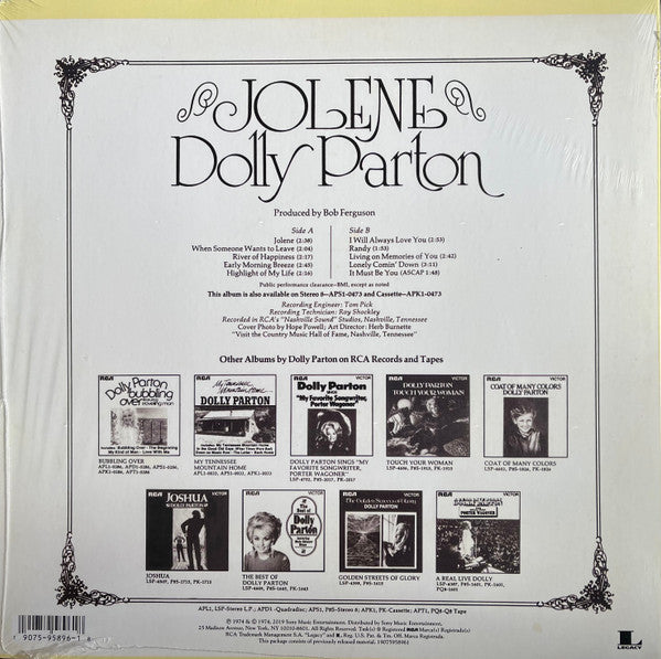 Dolly Parton : Jolene (LP,Album,Reissue,Stereo)