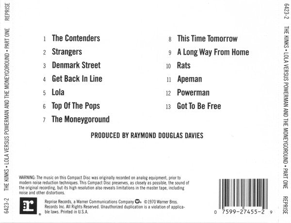 Kinks, The : Lola Versus Powerman And The Moneygoround (Part One) (Album,Reissue)