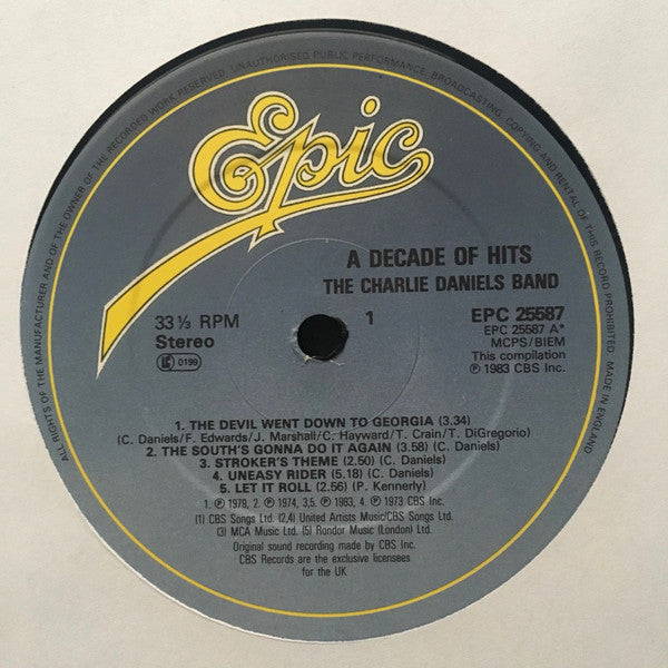 Charlie Daniels Band, The : A Decade Of Hits (LP,Compilation)