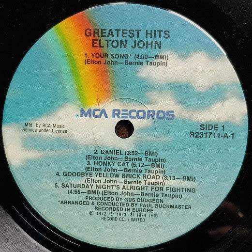 Elton John : Greatest Hits (Volumes One And Two) (LP,Compilation,Club Edition)