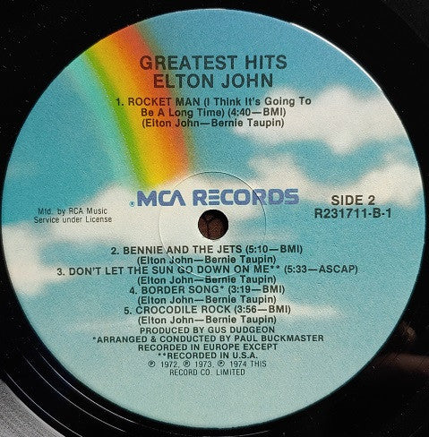 Elton John : Greatest Hits (Volumes One And Two) (LP,Compilation,Club Edition)