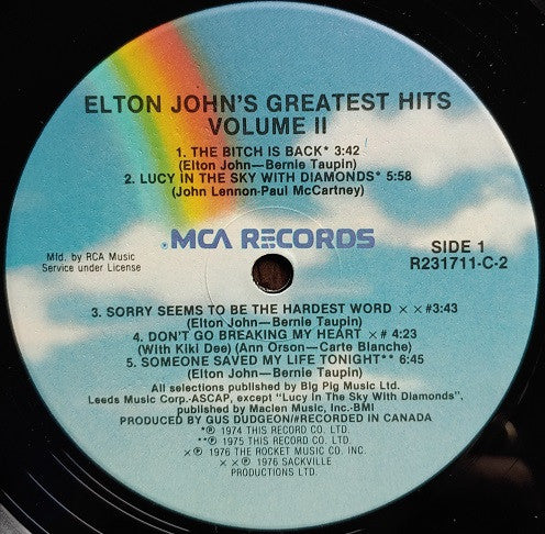 Elton John : Greatest Hits (Volumes One And Two) (LP,Compilation,Club Edition)
